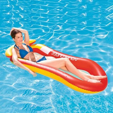 MINKUROW Materasso Ad Acqua Galleggiante, Materasso Gonfiabile A Rete Da Salotto Giocattoli Per Piscina Per Adulti Bambini Lettino Da Spiaggia All'aperto Lettino Gonfiabile Per Esterno E Interno,Rosso (1/5)