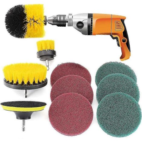 Kit de nettoyage pour perceuse - Brosse de nettoyage 3 pièces + Tampons à récurer 7 pièces (cadeau) (1/5)