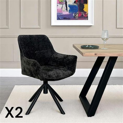 Fauteuil de table pivotant tissu noir (lot de 2) IENA (1/5)