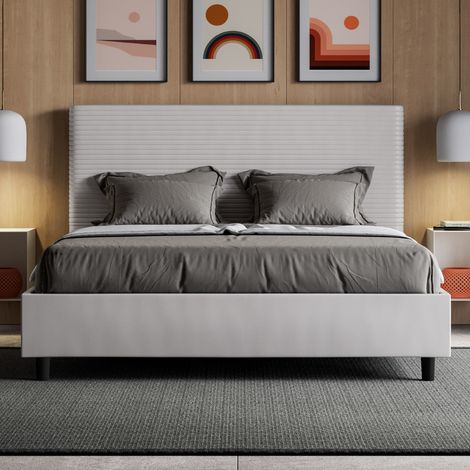 Letto matrimoniale senza rete imbottito 160x200 similpelle bianco Focus (1/4)