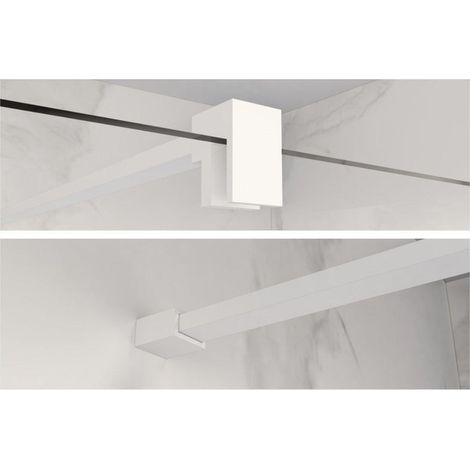 Fortifura Galeria barre de renfort rallongée 200cm pour douche à l'italienne - avec kit de fixation - blanc mat