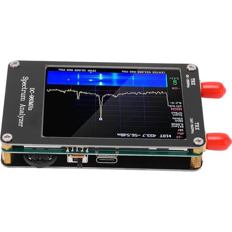 Analyseur de spectre portable avec entrée MF/HF/VHF/UHF, 4 modes, écran tactile 2,8 pouces et générateur de signaux.