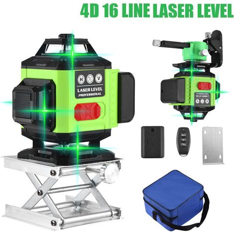 4D Self-Leveling Laser Level 4x360° - 3D Green Beam Laser for Construction and Alignment - Rechargeable Battery (5 hours) - Rotating and Liftable Magnetic Mount, Green B (1/5)