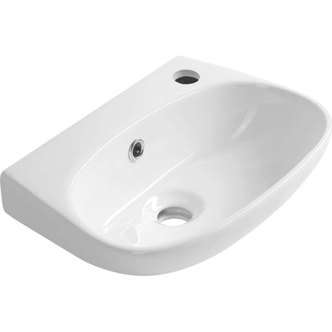 Aqualine Velsa - Lavamani 40x29 cm, con troppopieno, foro per rubinetto, bianco NP479 (1/5)