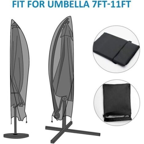 Housse de parasol avec tige imperméable et résistante en tissu Oxford 210D - 2 m 205 x 30 x 57/45 cm (1/3)