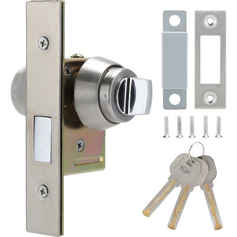 Serrure de porte antivol en alliage d'aluminium épais, verrou à pêne rotatif avec clés, pêne de sécurité, sécurité de la serrure de porte (1/5)