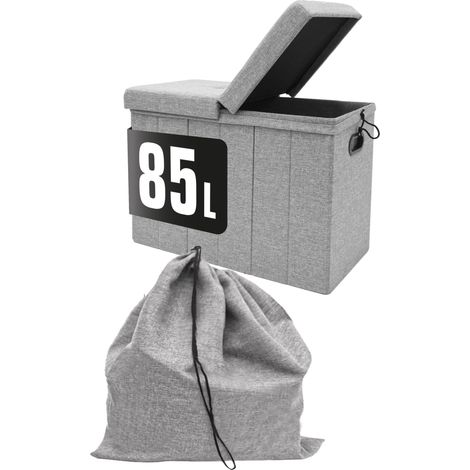 85l Cesto Ropa Sucia con Tapa & Saco Ropa Sucia - 62x31 Canasta con Asiento (1/5)