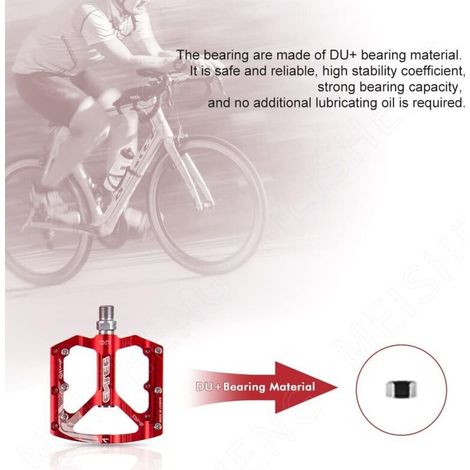 Jeu de 1 paire, accessoires vélo, pédales VTT, pédales SUFUL, pédales aluminium CNC, plaque de protection anti-oxydation 9/16 pouces, pour vélo de route. (rouge) (1/4)
