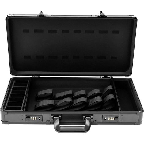Kit de herramientas de barbero, organización multicompartimento, mecanismo de cierre seguro, color negro. (1/2)