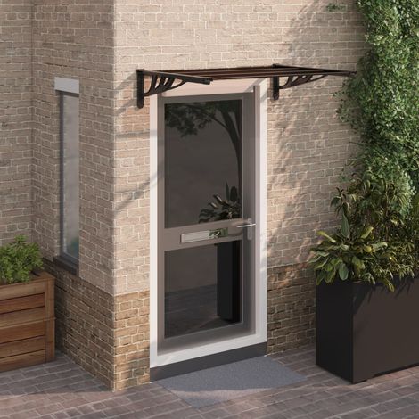Auvent de porte, Marquise auvent de porte, Abri banne entrée protection Noir 122x90 cm Polycarbonate LKOWF90390 (1/5)