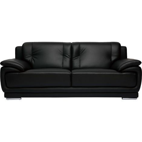 Sofá de piel de búfalo de diseño 3 plazas negro TAMARA (1/4)