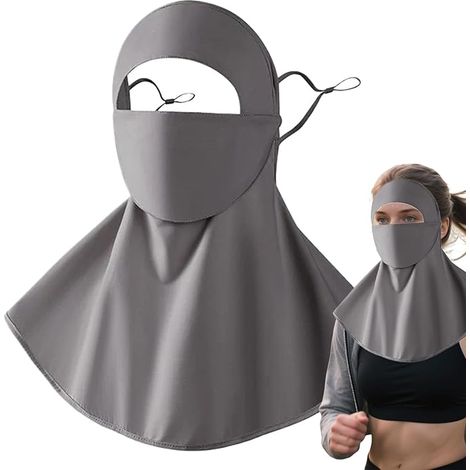Masque de protection solaire UPF50+ avec cache-cou et ouverture pour boire – Matériau glacé, protection complète du visage pour le cyclisme et la randonnée (1/5)