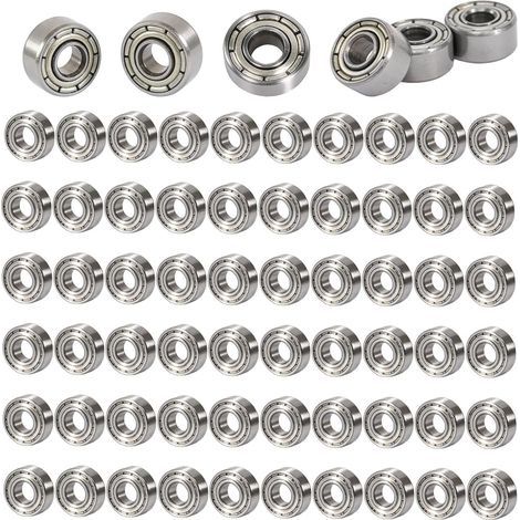 60 pezzi di cuscinetti a sfera miniaturizzati 693ZZ, 3 x 8 x 4 mm di profondità, cuscinetti a sfera di precisione a doppia protezione in acciaio al carbonio per motori fai-da-te e vari dispositivi mec (1/5)