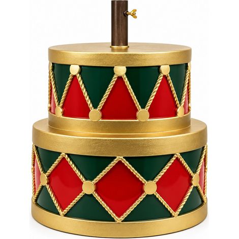 Base Albero Natale Decorativo Tamburo Sovrapposto Poliresina 50 x 50 x 45 Cm