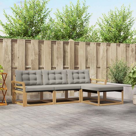 vidaXL Outdoor-Sofagarnitur 4 Stk. Weiß und Hellgrau (1/5)