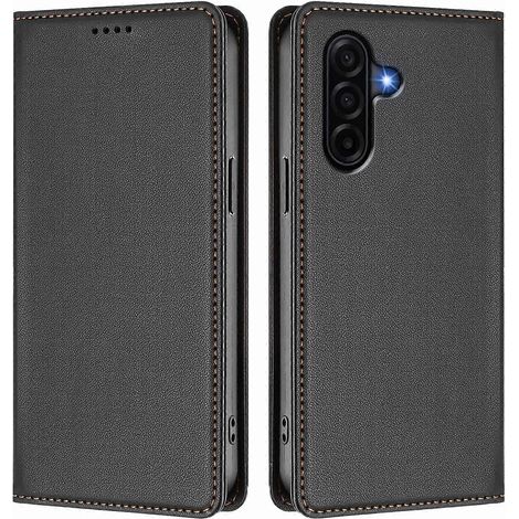 Pour Samsung Galaxy A57 5G Étui Portefeuille en Cuir Fermeture Magnétique Anti-RFID Housse de Téléphone - Noir (1/5)
