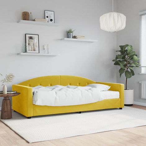Lit de jour avec matelas - Canapé-lit avec matelas jaune 90x200 cm velours 353856 (1/5)