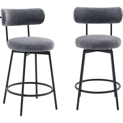 sweeek - 2er-Set Barhocker mit drehbarem Sitz aus Metall mit Stoffbezug (1/5)
