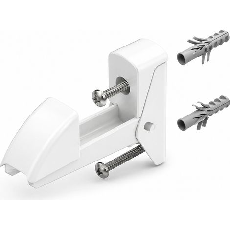 Arrêt Automatique Blanc pour Volet Battant - Blocage de Volet en Position Ouverte - Aluminium - Épaisseur Maximum 50 mm - Vis et Chevilles Incluses - Fabrication Française - (1/3)