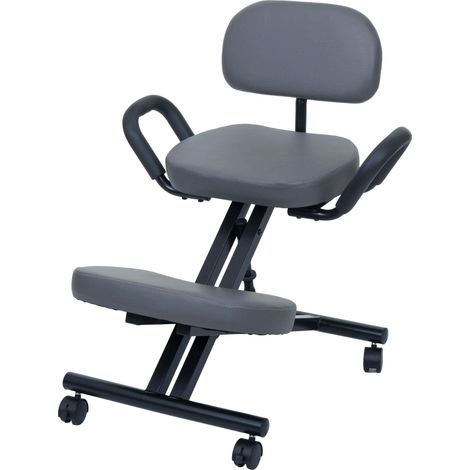 Tabouret à genoux avec dossier HWC-Q22, tabouret d'assise/é genoux, accoudoirs réglables en hauteur, (1/5)