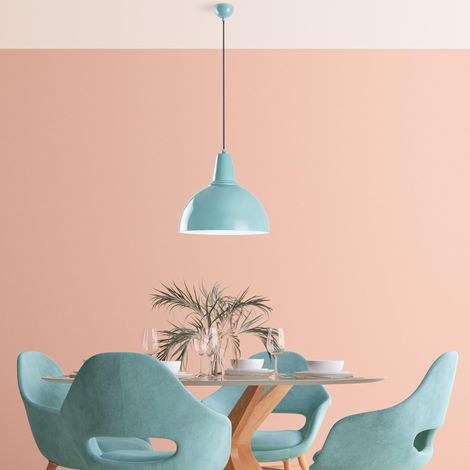 lustre turquoise, hauteur réglable 32-121 cm, corps en métal, abat-jour Ø 30 cm, douille E27, pour les espaces de vie modernes, solution d'éclairage élégante (1/5)