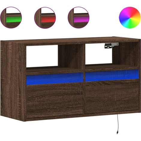 Maison Exclusive - TV-Wandschrank mit LED-Beleuchtung Braun Eiche