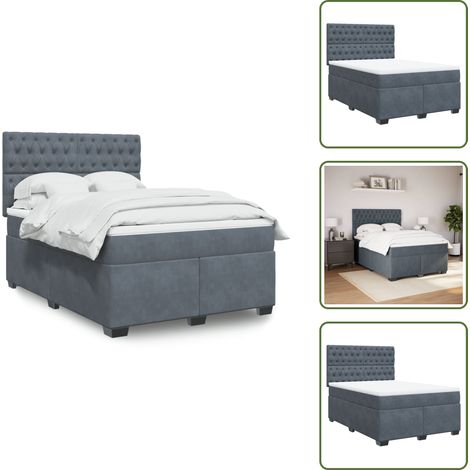 Sommier à lattes de lit et matelas Gris foncé 140x190cm Velours - Sommier À Lattes De Lit - Sommiers À Lattes De Lit - Lit - Meuble De Chambre À Coucher (1/5)