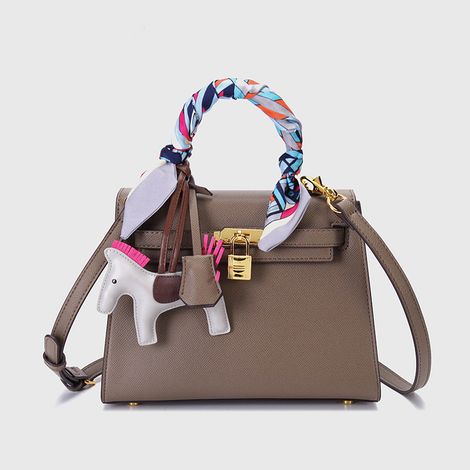 Sac à main bandoulière vintage en cuir véritable, motif palmier, génération 2, format mini, marron, pour femme (1/4)
