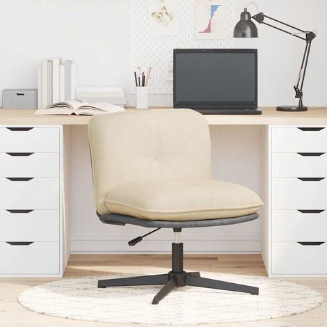 Chaise pivotante de bureau Siège de bureau Chaise de travail Crème Tissu (1/5)
