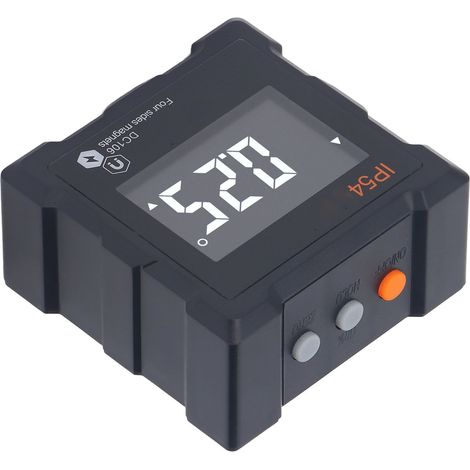 Inclinomètre IP54, écran LCD numérique 4x90°, 4 côtés, aimant puissant, 360°, batterie 1300 mAh, noir (1/5)