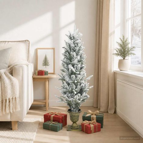 vidaXL Mini sapin de Noël floconné 120 cm PVC et PE Vert et blanc (1/5)