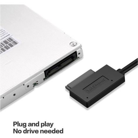 Adaptateur USB 35CM PC 6P+7P CD DVD Rom Convertisseur SATA Vers USB 2.0 Slimline Sata 13 Pin Drive Cable pour PC Portable Notebook (1/4)