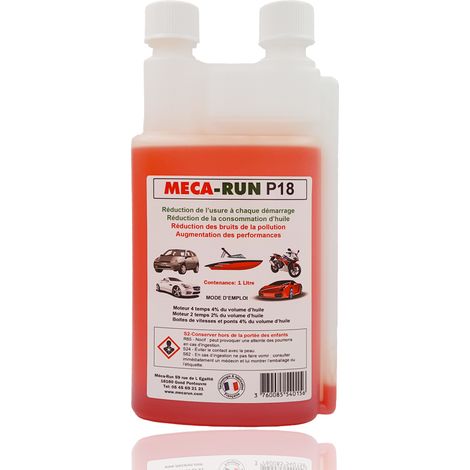 Additif carburant Mecarun P18 – Réduit l'usure moteur – Lubrification à froid – Compatible tous moteurs – Fabrication française