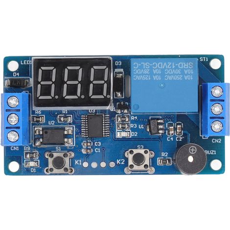 Module de relais temporisé Anti-interférence MCU, programmation en ligne, retard de Cycle à 1 canal avec affichage numérique, Buzzer (1/5)