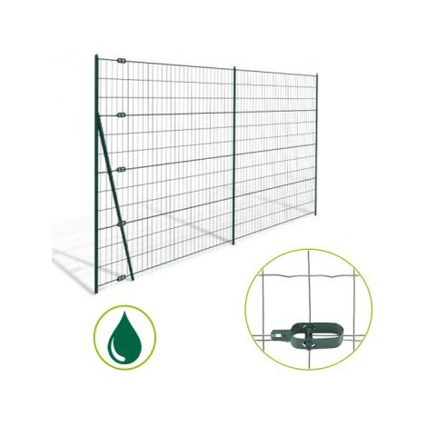 Cloture & Jardin – Grillage rigide soudé vert 1,20 m – Maille 100 x 75 mm – Acier galvanisé plastifié – Pour clôtures résidentielles
