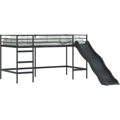 Maison Exclusive - Kinder-Loftbett mit Rutsche Schwarz und Anthra