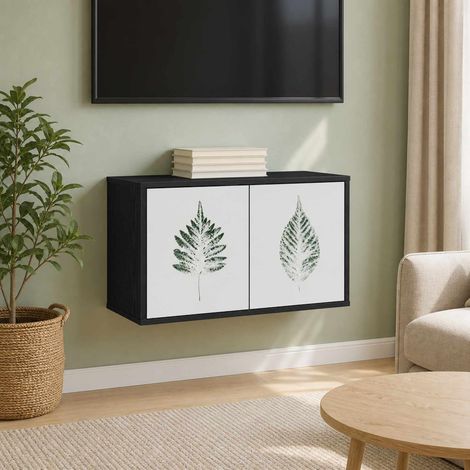 vidaXL Wall-mounted TV Cabinet HANAU 69 x 33 x 40 cm Black Oak (1/5)