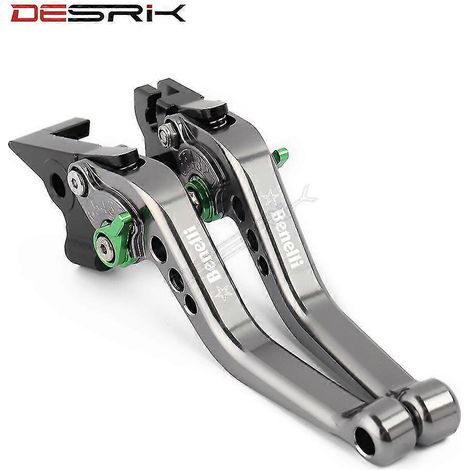 Leviers de frein et d'embrayage courts pour motos Benelli TNT125 et TNT135 (modèles 2016-2017) - Accessoires CNC avec logo - Vert titane (1/5)
