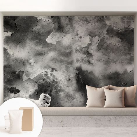 Papier peint intissé mural classique avec imprimé motifs décoratifs design élégant non‑tissé Nuages gris 208x146 cm (1/5)