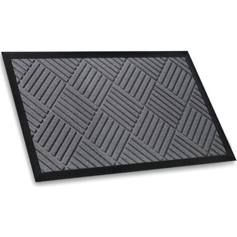 Tapis de Porte intérieur et extérieur, 45 x 75 cm, Gris, Tapis de Porte d'entrée, Tapis de Porte d'entrée antidérapant, Paillasson intérieur et extérieur avec Support en Caoutchouc Naturel (1/5)