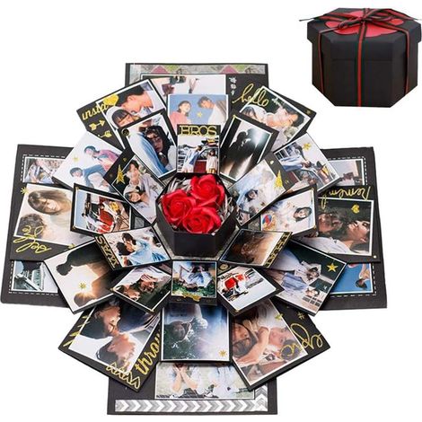 Explosion Box Coffret Cadeau, Album Photo Créatif, Scrapbooking, Album Photo, Coffret Cadeau, Souvenir D'amour, DIY Boîte Surprise Faite À La Main Pour Mariage, Anniversaire, Saint Valentin, Fête D'an (1/5)