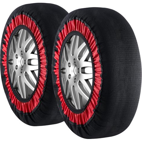 VEVOR Calze da Neve per Pneumatici Spessi 2 Pezzi Taglia XL, Catene da Neve in Tessuto in Fibra di Poliestere con Cinghie Elastiche, Copertura Antiscivolo di Trazione Tessile per Auto, SUV, Pick-up