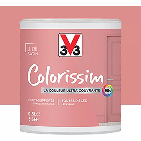 V33 – Peinture murale à effets satin litchi 0,5 L – Ultra-couvrante et lessivable – Résistante aux taches et chocs – Pour murs et boiseries