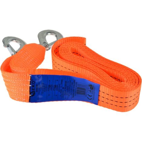 Geko G02390 - Fune di traino per auto (4 m, 3 T, 50 mm, con ganci), multicolore