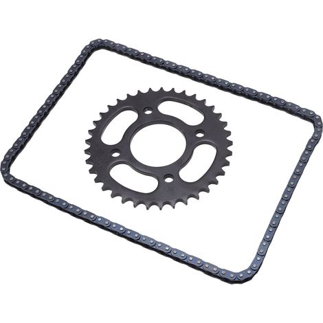 Chaine transmission moto 428 136 maillons acier avec couronne 37T pour minimoto scooter 43cc 49cc 2 temps pocket bike quad mini ATV (1/5)