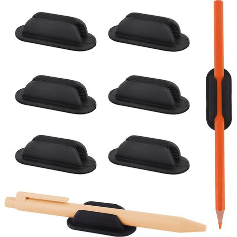 Porte-stylos avec 10 stylos - Clip de fixation autocollant - Fournitures scolaires et pour enseignants - Accessoires de bureau - Noir (1/5)