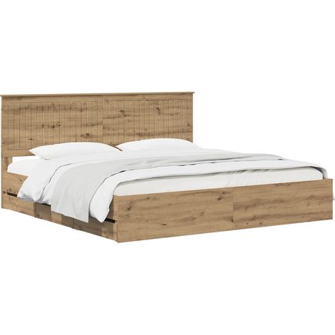 Bed Frame with Storage and Headboard Artisan Oak 180 x 200 cm vidaXL (1/5)