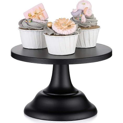 Présentoirs à gâteaux noirs, présentoirs ronds de 20 cm pour gâteaux de mariage, anniversaires et fêtes prénatales. (1/5)