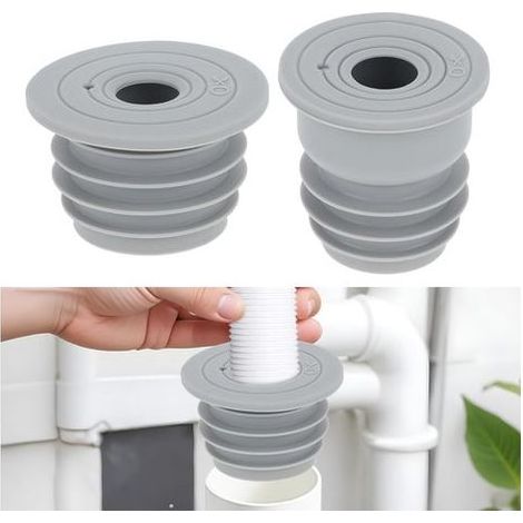 Lot de 2 bouchons d'étanchéité en silicone pour tuyau de vidange de machine à laver, anti-odeur, bouchon d'évier pour machine à laver, évier de cuisine, salle de bain (1/5)