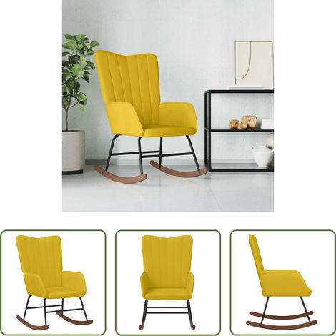 Chaise de salon -  Chaise à bascule Jaune moutarde Velours (1/5)
